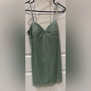 Francesca's Collections Mindy mesh overlay Mint Beaded Dress